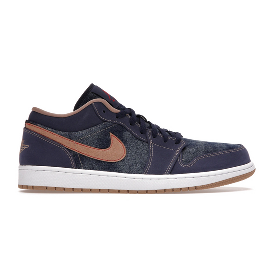 Step up your style game with the Nike Air Jordan 1 Low Denim Mens. Classic Jordan 1 style with a modern touch, these sneakers offer maximum comfort and support with a denim upper, Air cushioning, and non-marking traction. Make a statement in and out of the court.