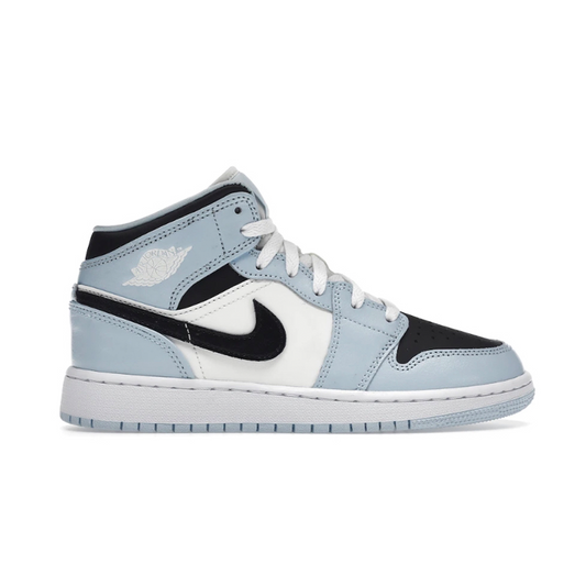 Make sure your little one stands out in style with the Nike Air Jordan 1 Mid Blue Ice. Featuring a classic design and modern comfort, these shoes are perfect for any occasion. With a trendy blue hue and eye-catching icy accents, they're sure to make a timeless statement.