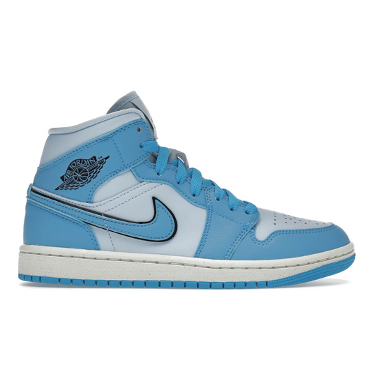 Experience iconic style and kick back in comfort with the Nike Air Jordan 1 Mid SE Ice Blue Powder Blue (Womens). Featuring a sleek, two-tone design, the shoes boast elevated comfort with soft foam cushioning and lightweight responsiveness. Discover the timeless style and unbeatable comfort of the Air Jordan 1!
