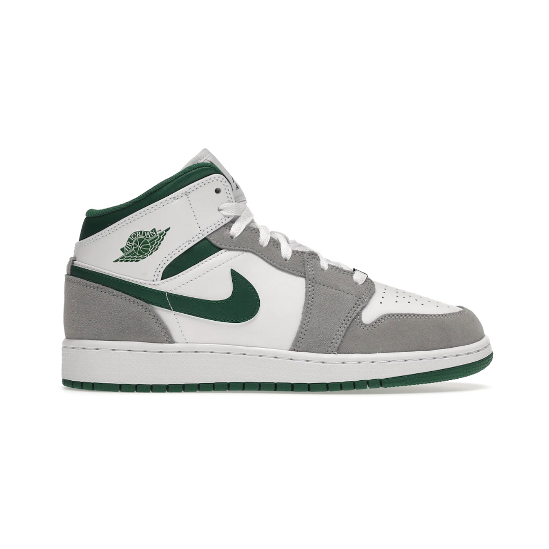 The Nike Air Jordan 1 Mid SE Grey Pine Green (Youth) will keep kids looking cool and feeling comfortable. Crafted with durable materials and classic Nike Air cushioning, the shoes provide lasting support and a stylish splash of color. Perfect for all-day wear!