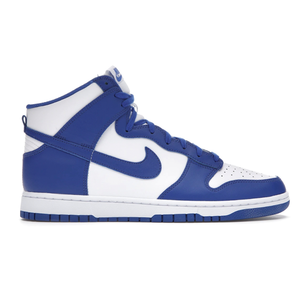 Introducing the Nike Dunk High Kentucky Blue - the perfect sneaker to show off your wild side! As bold as blue gets, this stylish kick features an eye-catching hue that's sure to get you noticed. With a lightweight design to ensure maximum comfort and a classic silhouette, this shoe is a must-have!