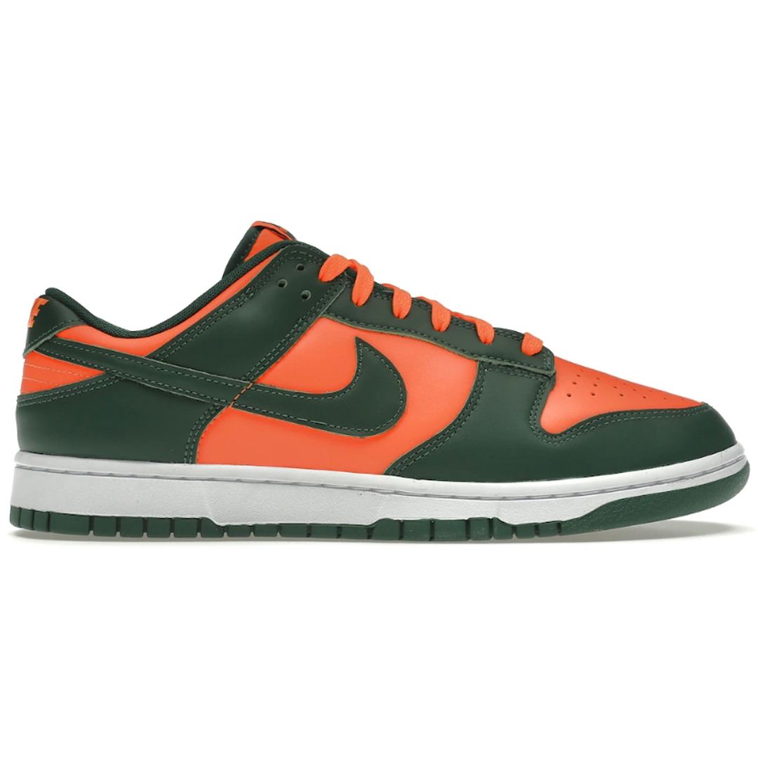 Experience a classic basketball shoe with a modern twist in the Nike Dunk Low Miami Hurricanes. Featuring bold colors and text, this shoe provides iconic style along with a comfortable fit and superior cushioning. Get ready to make a statement on and off the court in these sneakers.
