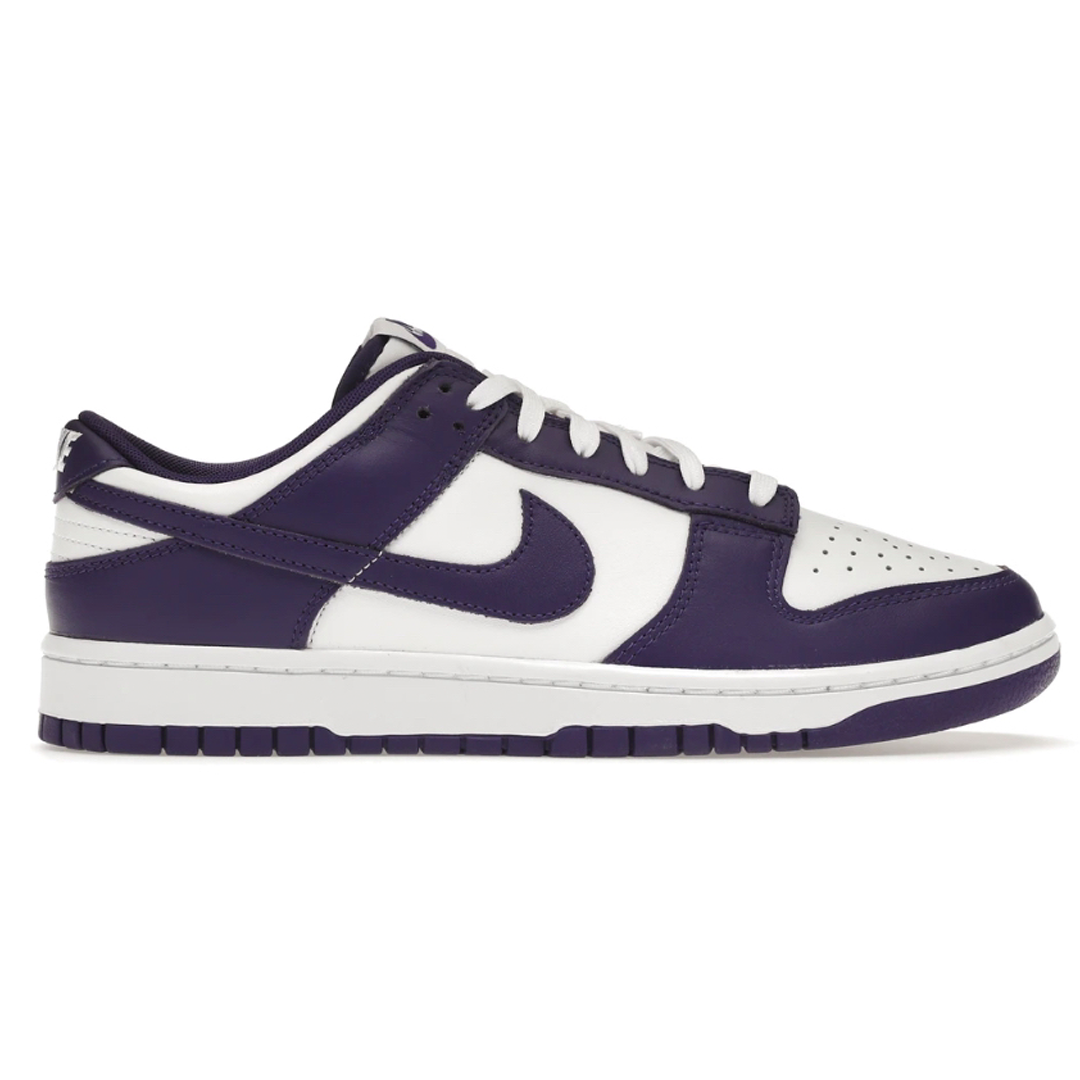 Stay ahead of the game with the Nike Dunk Low Court Purple (Mens), the perfect sneaker for any occasion. Sporting a classic court purple colorway, this shoe is sure to turn heads with its sleek design. Experience the comfort and durability that only Nike can provide. Embrace your inner fashionista and add these to your collection today!
