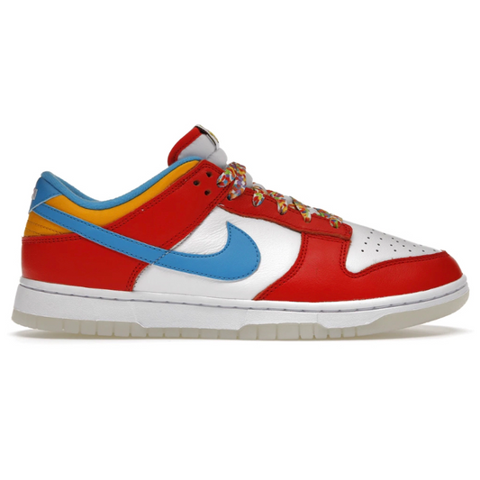 Hit the town in style with the Nike Dunk Low Fruity Pebbles! These classic sneakers feature a cool white and blue colorway and catchy color accents. Unite comfort and style in one and make a statement wherever you go!