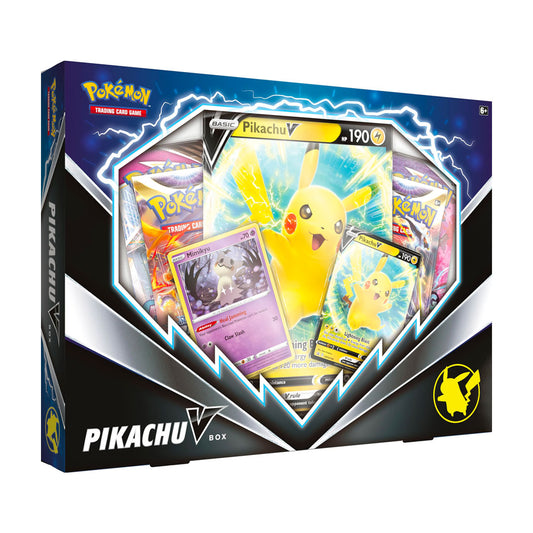 Unleash the power of Pikachu with the Pokemon Pikachu V Collection Box! This exclusive collection features a powerful Pikachu V card and other exciting collectibles. Become a true Pokemon master and add this must-have box to your collection!