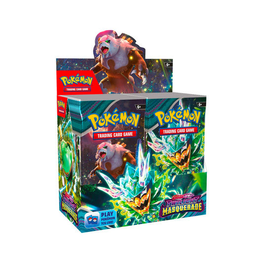 Add mystery and excitement to your Pokemon card collection with the Scarlet &amp; Violet Twilight Masquerade Booster Box! Open each pack to discover rare and powerful Pokemon, and showcase your new additions at your next gathering. Don't miss out on this limited edition booster box!