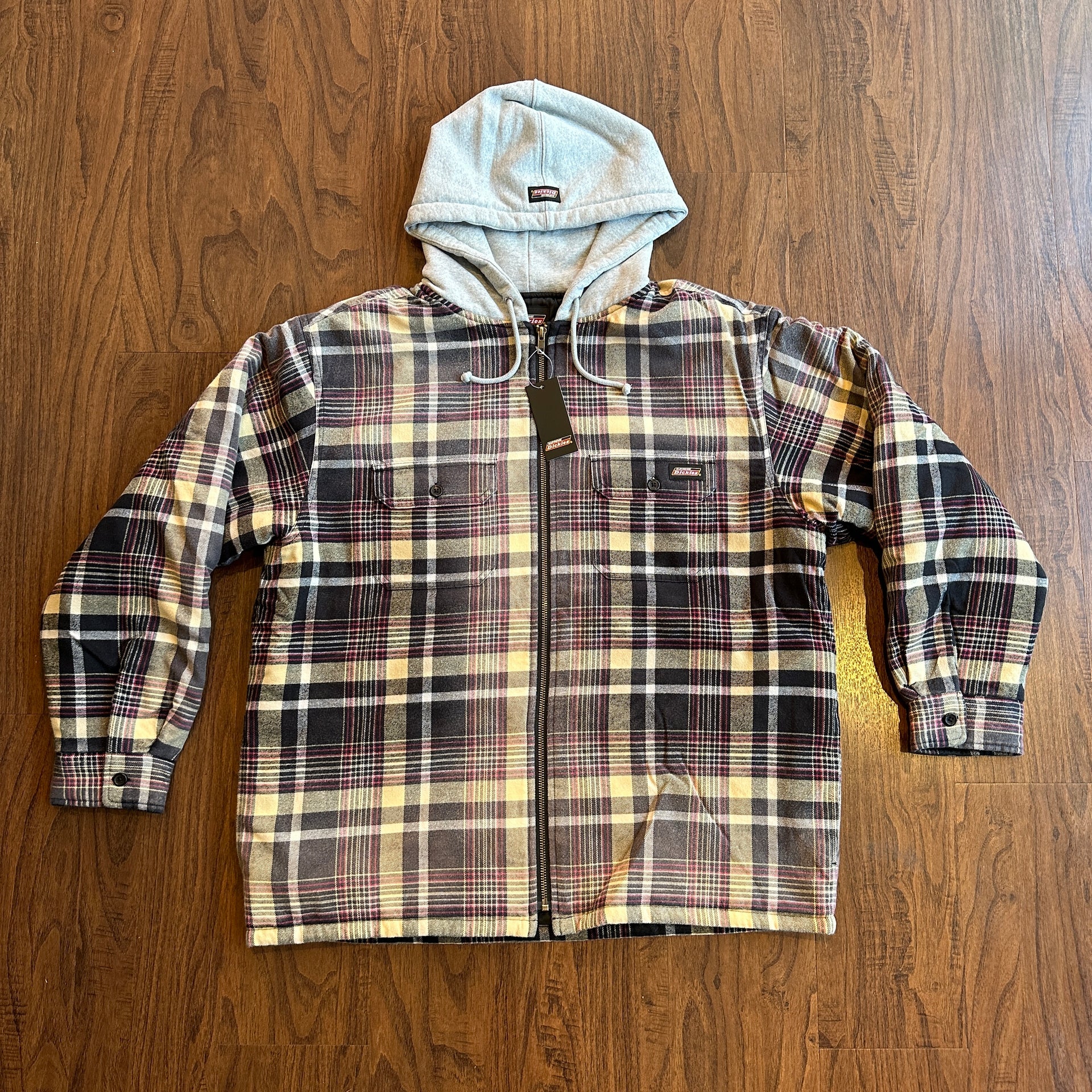 Supreme Dickies Plaid Hooded Zip Up Shirt Black – Sports Connection