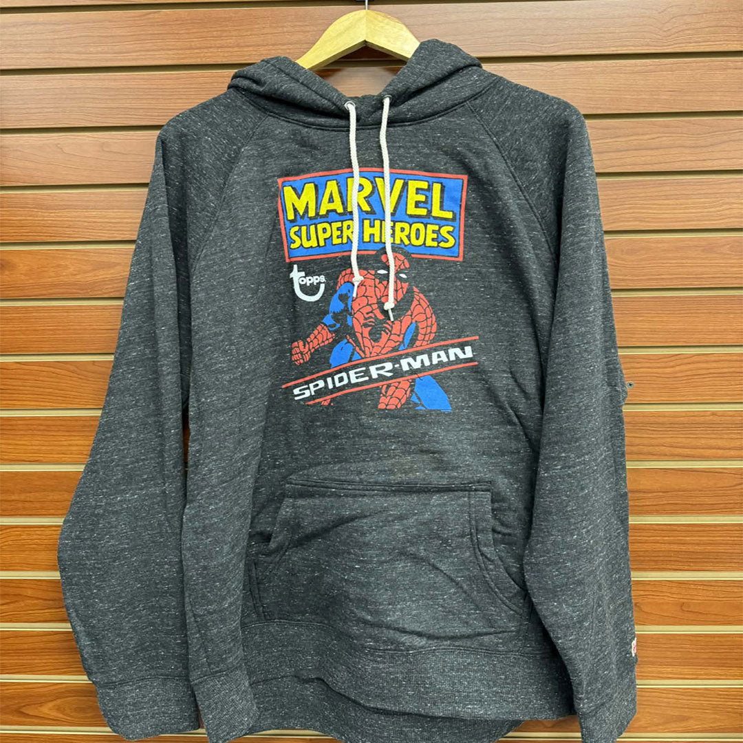 Swing into style with this officially licensed Topps Marvel Comics Spider-Man hoodie in charcoal. Featuring bold Spider-Man artwork, this premium pullover captures the essence of your favorite web-slinging hero. The soft, durable fabric provides warmth and comfort for year-round wear, while the classic charcoal color pairs effortlessly with any outfit. Ideal for Marvel enthusiasts who want to display their allegiance to the Amazing Spider-Man, this hoodie combines authentic licensing with everyday wearabili