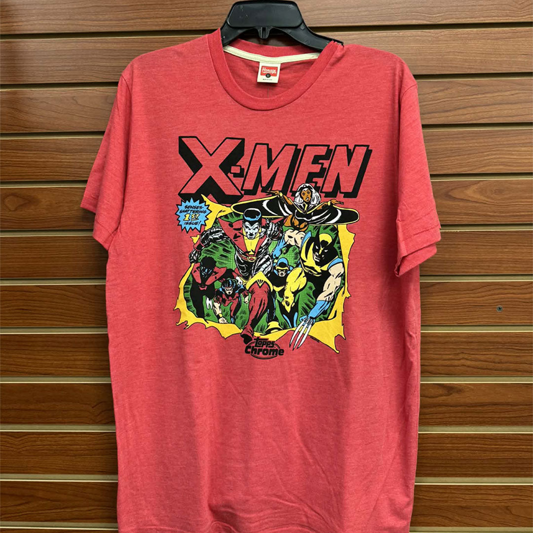 Unleash your inner mutant with this striking Topps Marvel Comics X-Men Red T-Shirt. Featuring iconic X-Men imagery from the legendary Topps collection, this tee celebrates one of Marvel's most beloved superhero teams. Perfect for die-hard comic fans and casual collectors alike, it combines classic comic book aesthetics with comfortable everyday wear. Whether you're heading to a convention or just want to rep your favorite mutant squad, this shirt makes a bold statement. Soft, durable fabric ensures all-day 